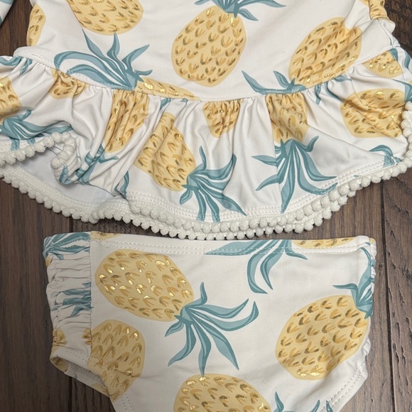 Tommy Bahama Pineapple Print Baby Swim Set with Blue Bow - Picture 6 of 8